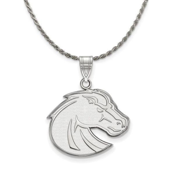 Sterling Silver Boise State Large Pendant Necklace - 22 Inch